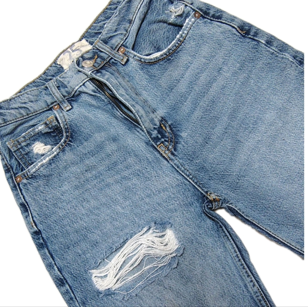 Free People We The Free Lita Slim Leg Distressed Cropped Women's 25 Medium Wash - Picture 4 of 11